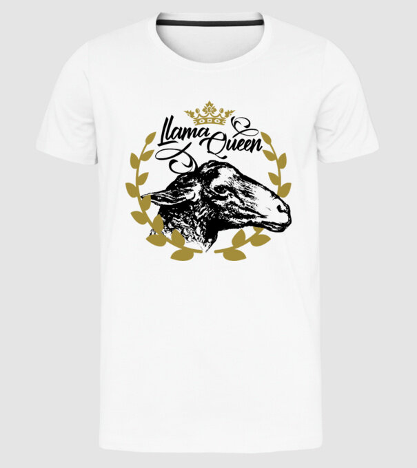 Lama Queen model alb pe tricou
