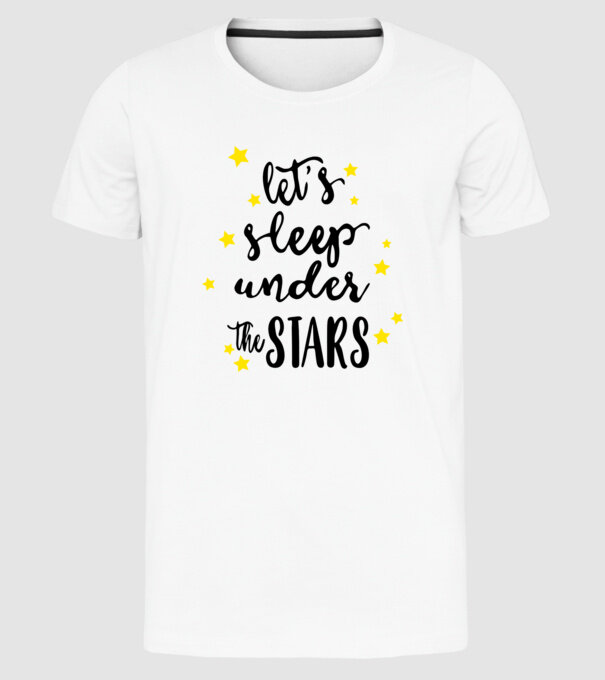 Lets sleep under the stars model alb pe tricou