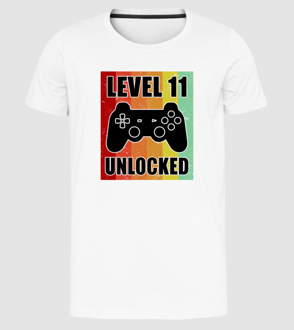 level 11 unlocked retro gamer model alb pe tricou