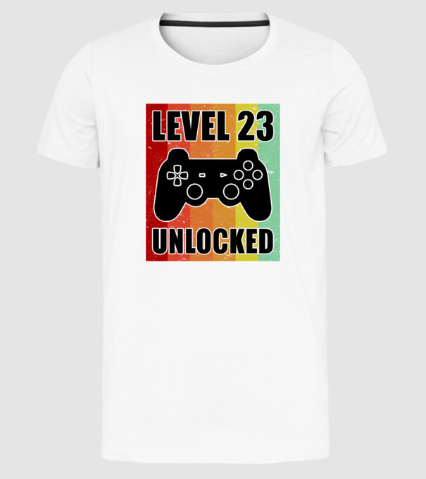 level 23 unlocked retro gamer model alb pe tricou