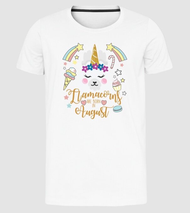 Llamacorns are born in August model alb pe tricou