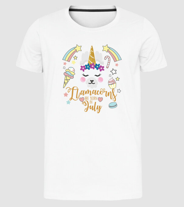 Llamacorns are born in July model alb pe tricou