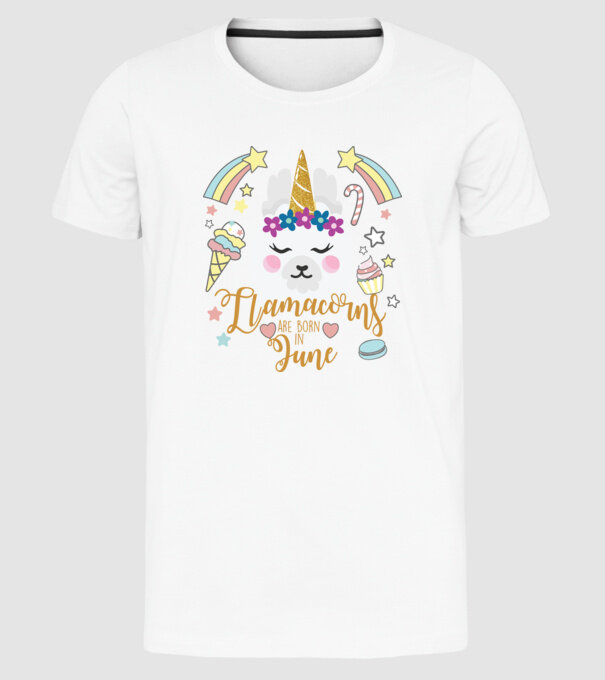 Llamacorns are born in June model alb pe tricou