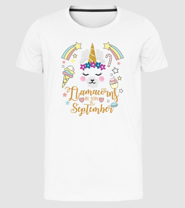 Llamacorns are born in September model alb pe tricou