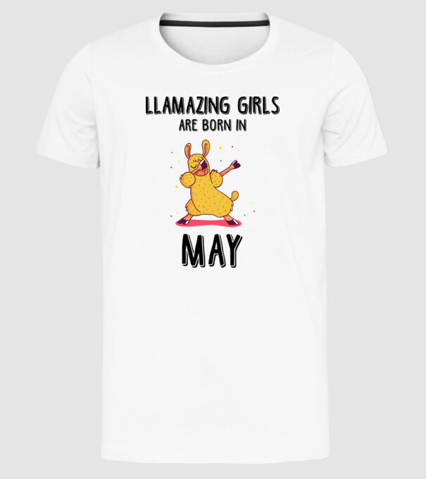 Llamazing girls are born in may black model alb pe tricou