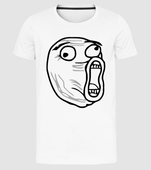 LOL Face model alb pe tricou