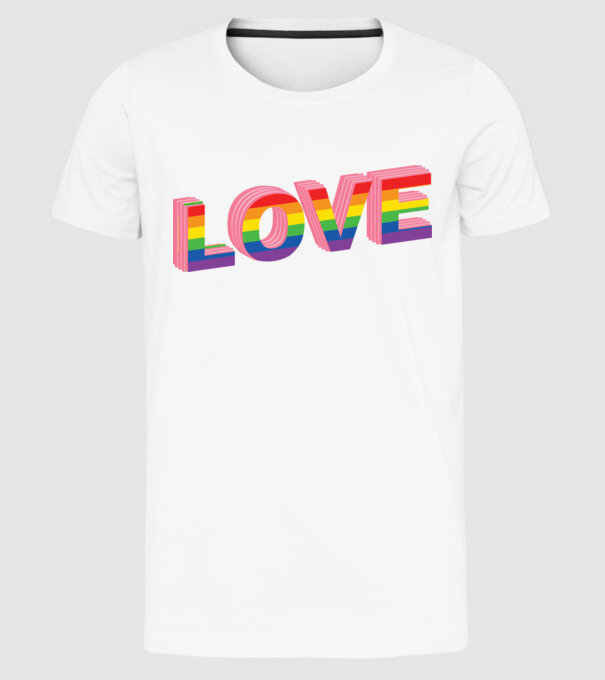 Love pride model alb pe tricou