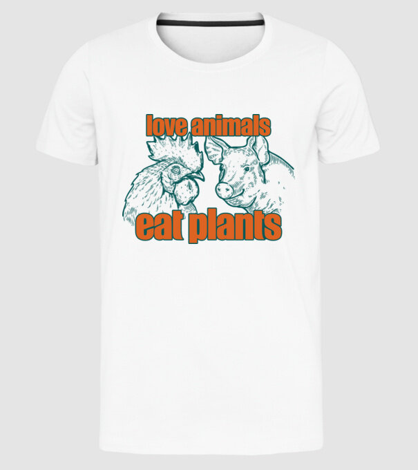 love animals model alb pe tricou