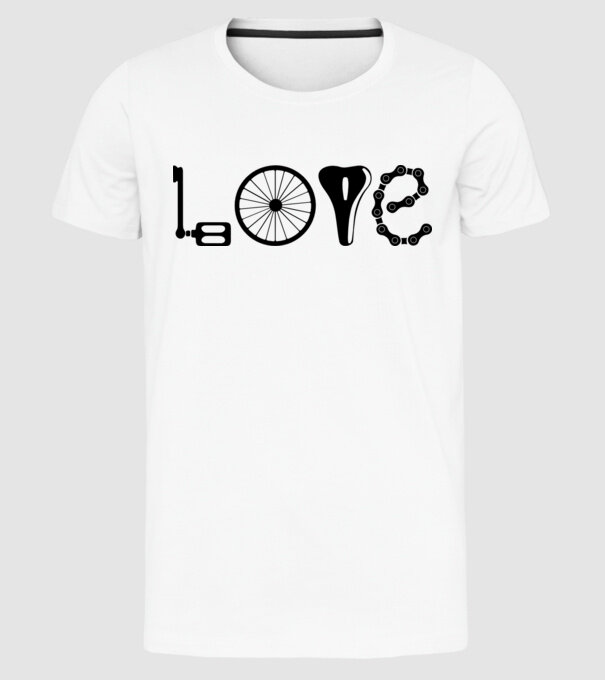 love bicicletă model alb pe tricou
