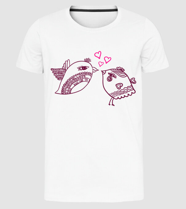 lovebirds model alb pe tricou