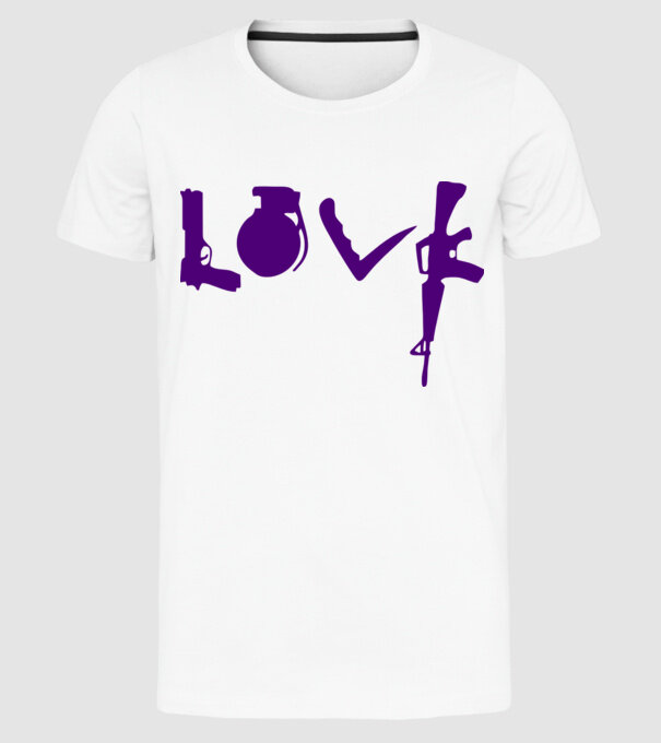 Lovegun model alb pe tricou