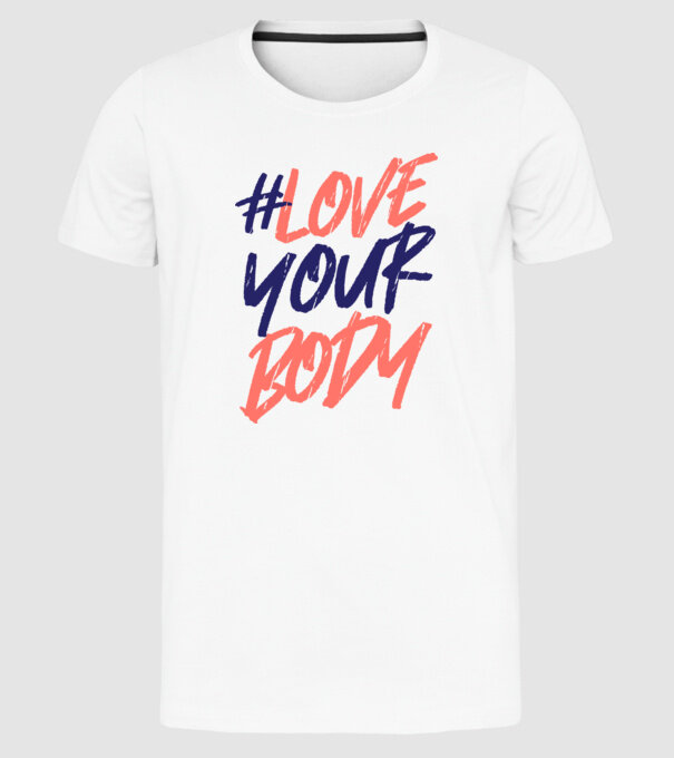 #loveyourbody model alb pe tricou