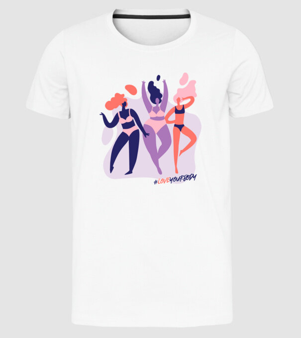 #loveyourbody model alb pe tricou
