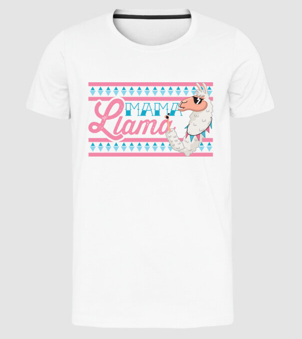 Mama LLama model alb pe tricou