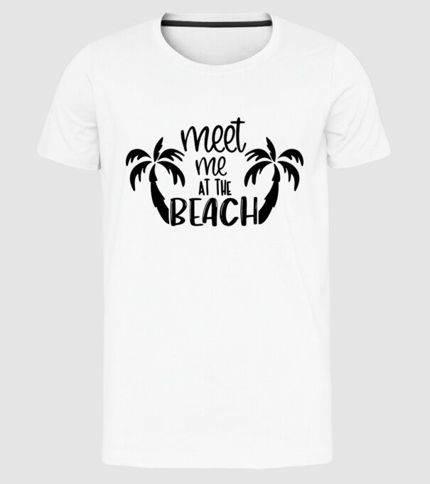 Meet me at the beach model alb pe tricou