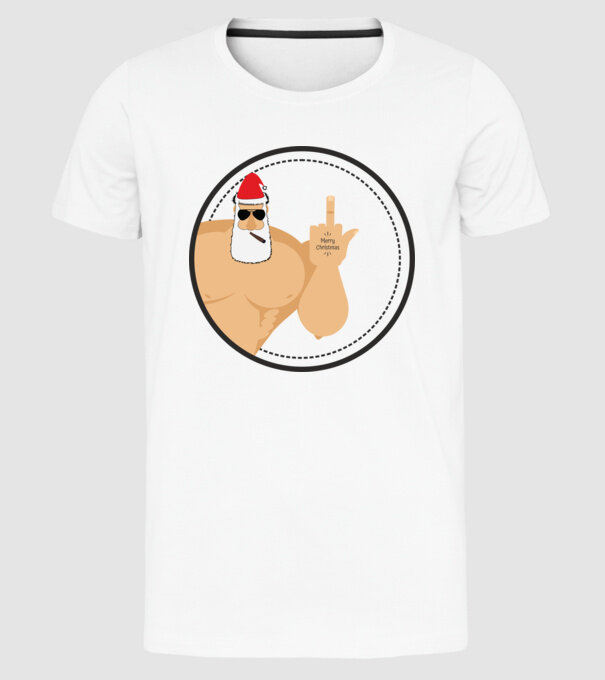 'Merry F''in Xmas' model alb pe tricou