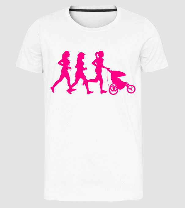 Running Mom model alb pe tricou