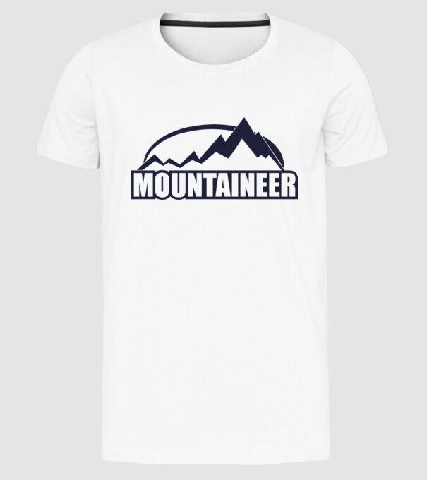 mountaineer model alb pe tricou