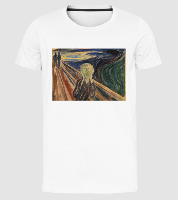 Pictură Munch Mască model alb pe tricou