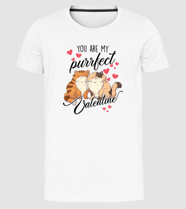 My purrfect valentine model alb pe tricou