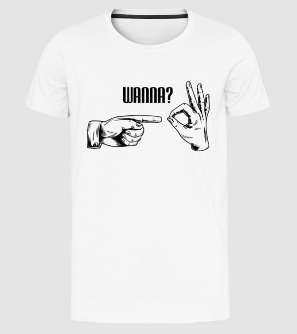 International Hand sign model alb pe tricou