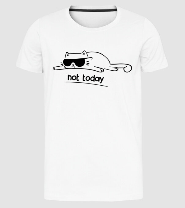 not today kitty model alb pe tricou