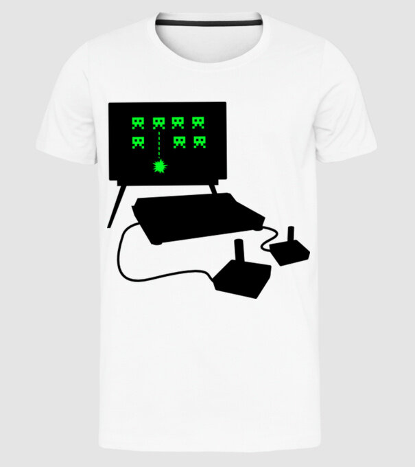 Oldschool Gamer model alb pe tricou