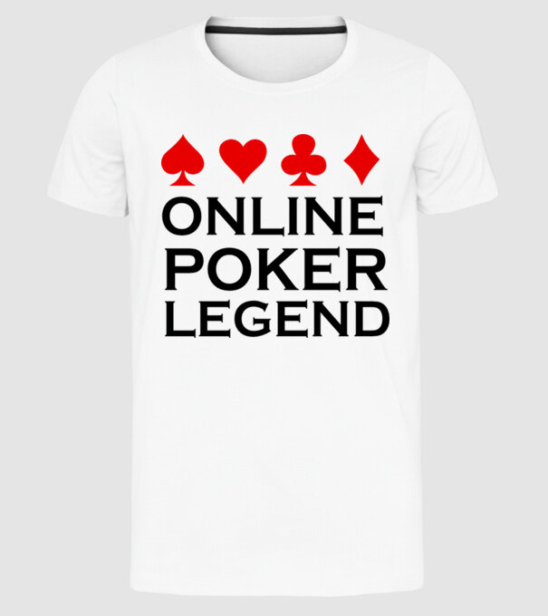 Online Poker Legend model alb pe tricou