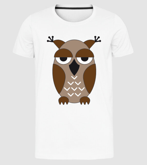 Owl model alb pe tricou