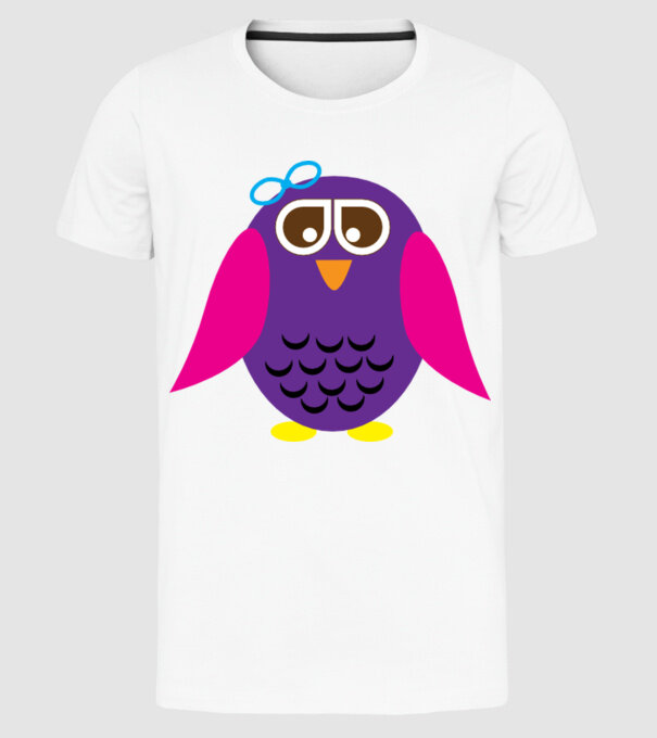 Owl model alb pe tricou