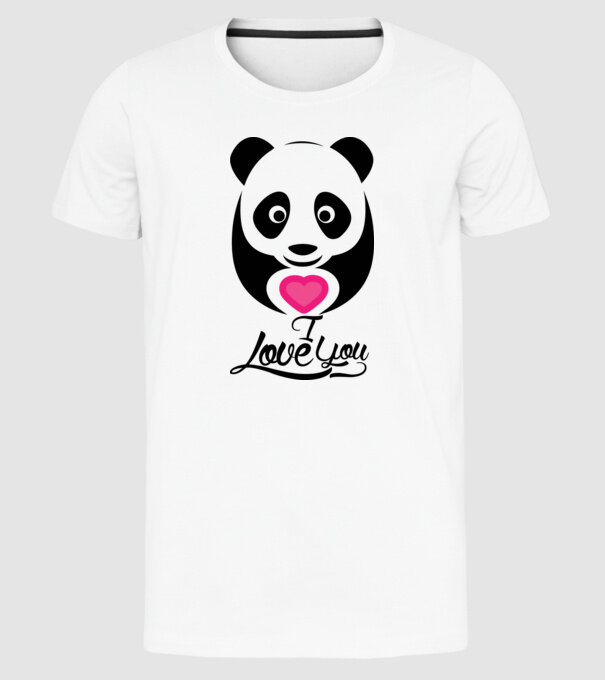 PandaHeart model alb pe tricou