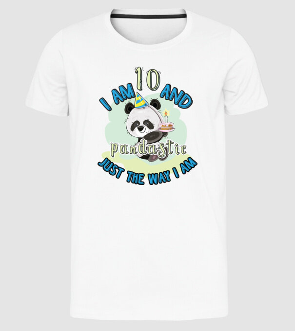 PANDASTIC 10 model alb pe tricou