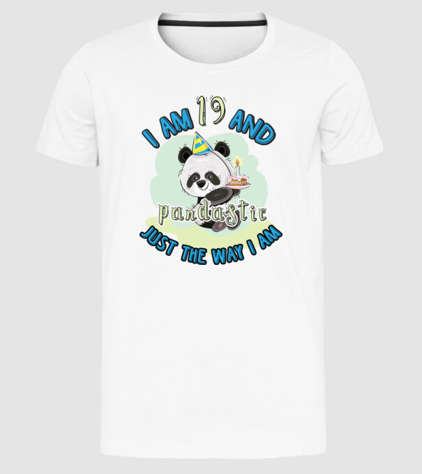 PANDASTIC 19 model alb pe tricou