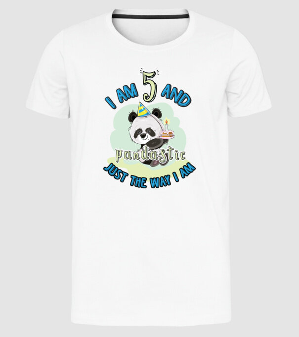 PANDASTIC 5 model alb pe tricou