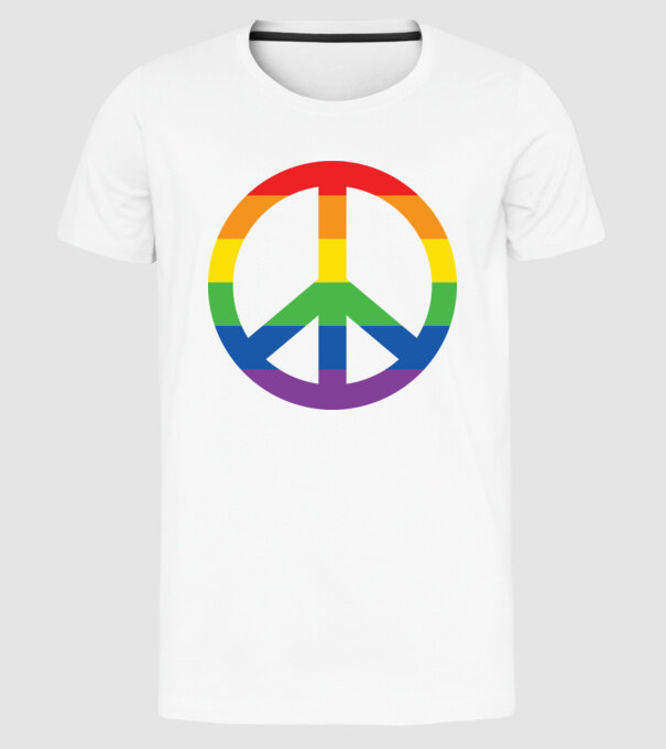 Peace pride model alb pe tricou