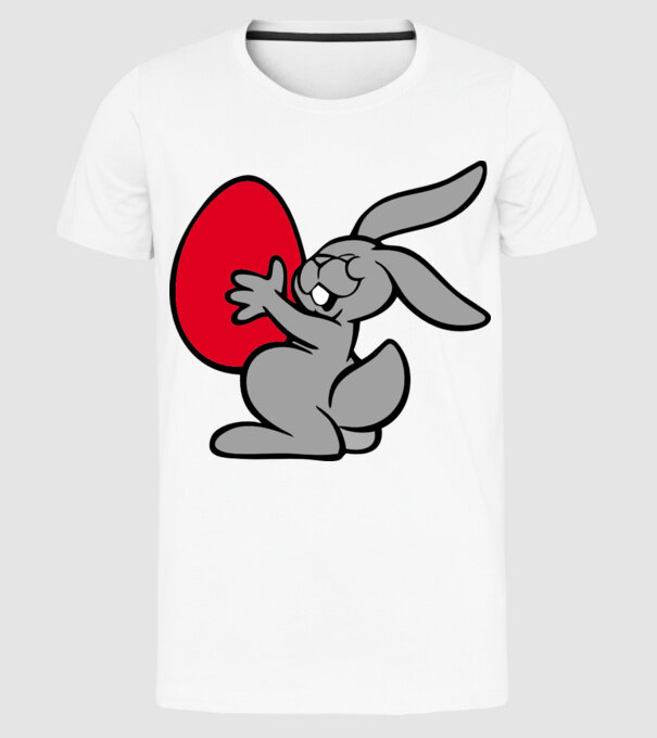 Ou roșu și iepure model alb pe tricou