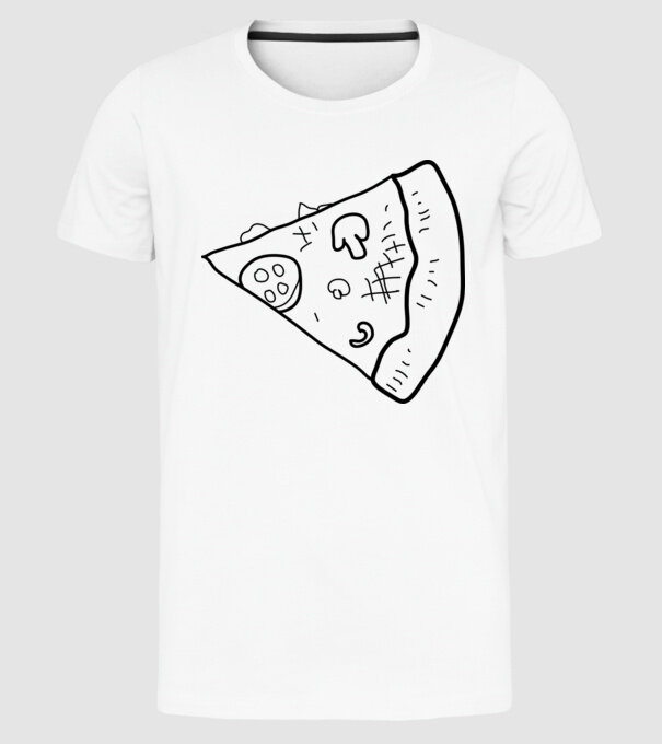 Felie de pizza (parte tricou pereche) model alb pe tricou