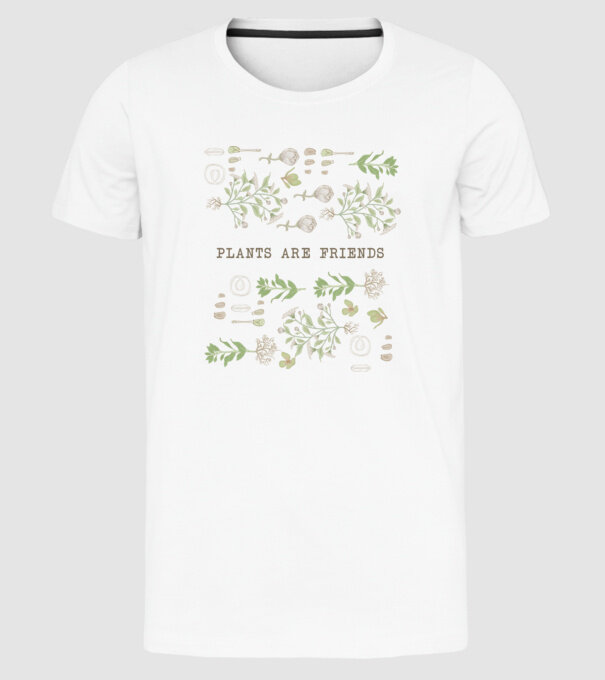Plants are friends model alb pe tricou