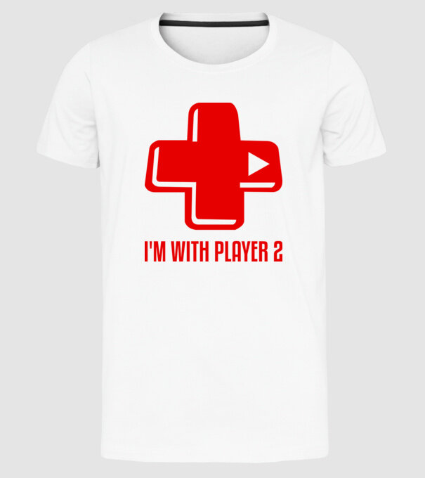 player 2 model alb pe tricou
