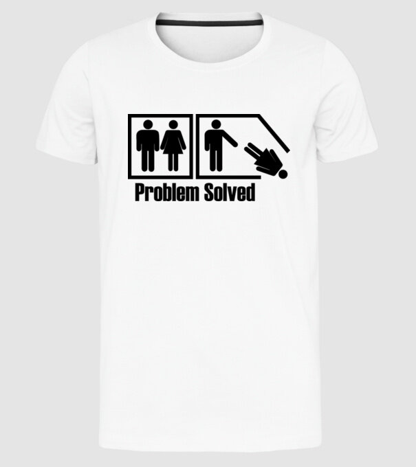 Problem solved model alb pe tricou