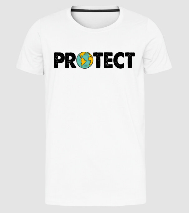 Protect earth model alb pe tricou