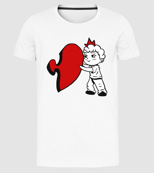Pereche Puzzle băiat model alb pe tricou