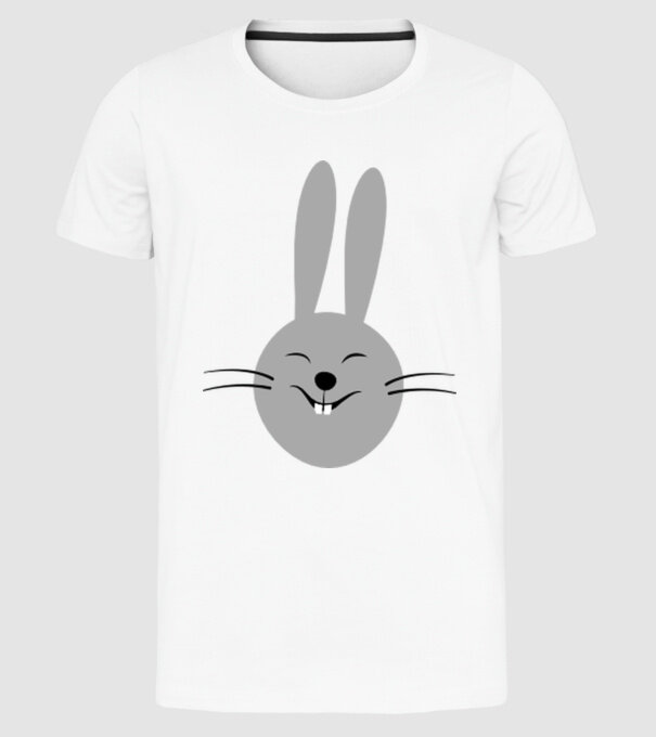 rabbit model alb pe tricou