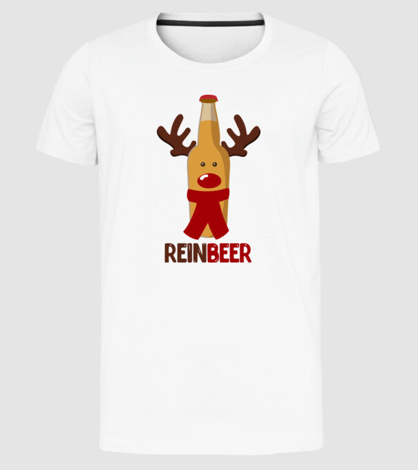 Bere REINBEER model alb pe tricou
