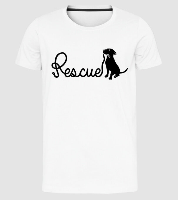 Rescue dog model alb pe tricou