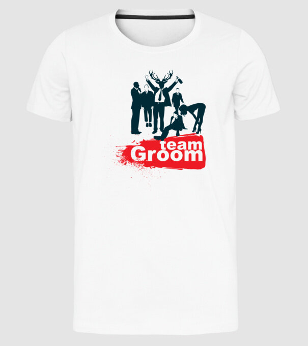 Reservoir Groom Team model alb pe tricou