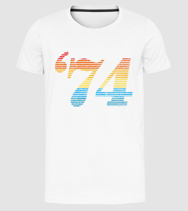 Retro Birthday 1974 model alb pe tricou
