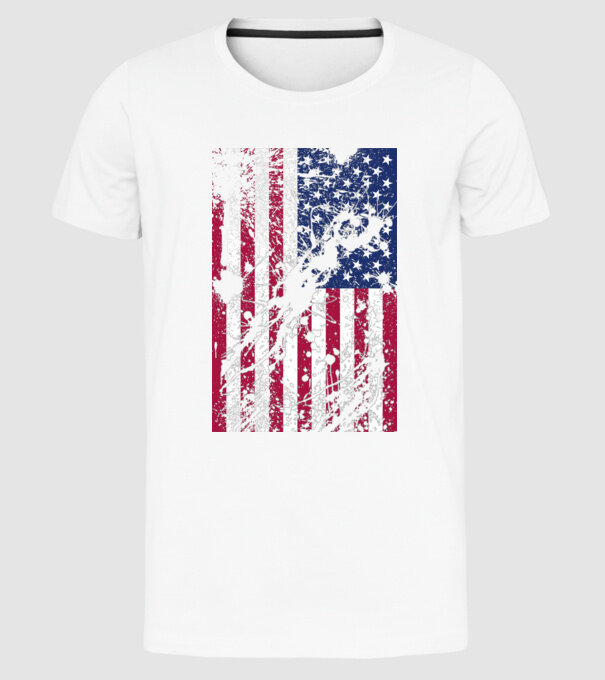 ripped flag U.S. model alb pe tricou