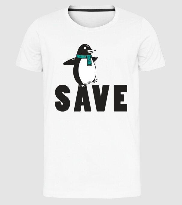 Save penguin model alb pe tricou