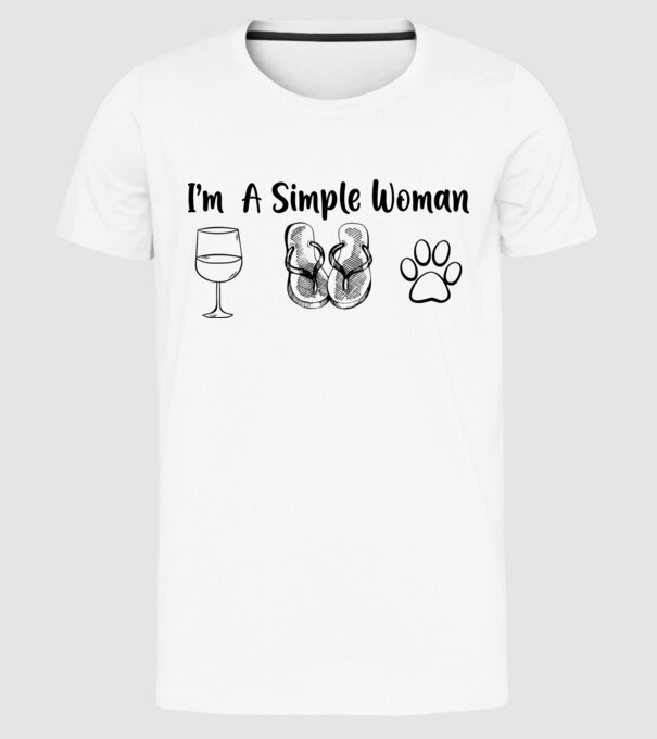 Simple doggy woman model alb pe tricou